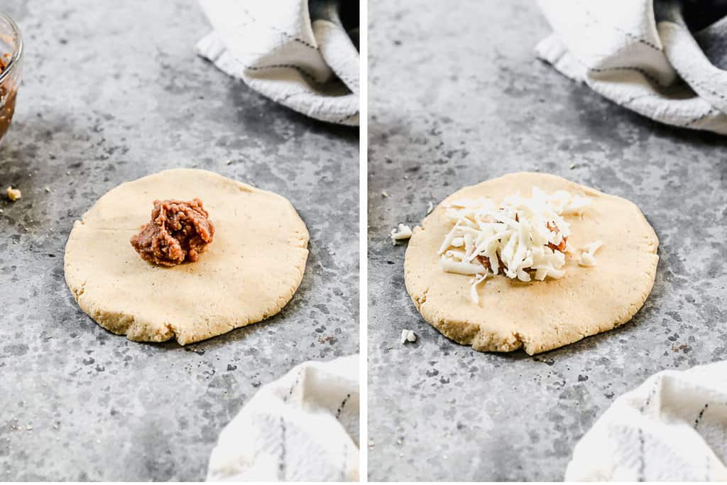 Dough and filling closing into a ball